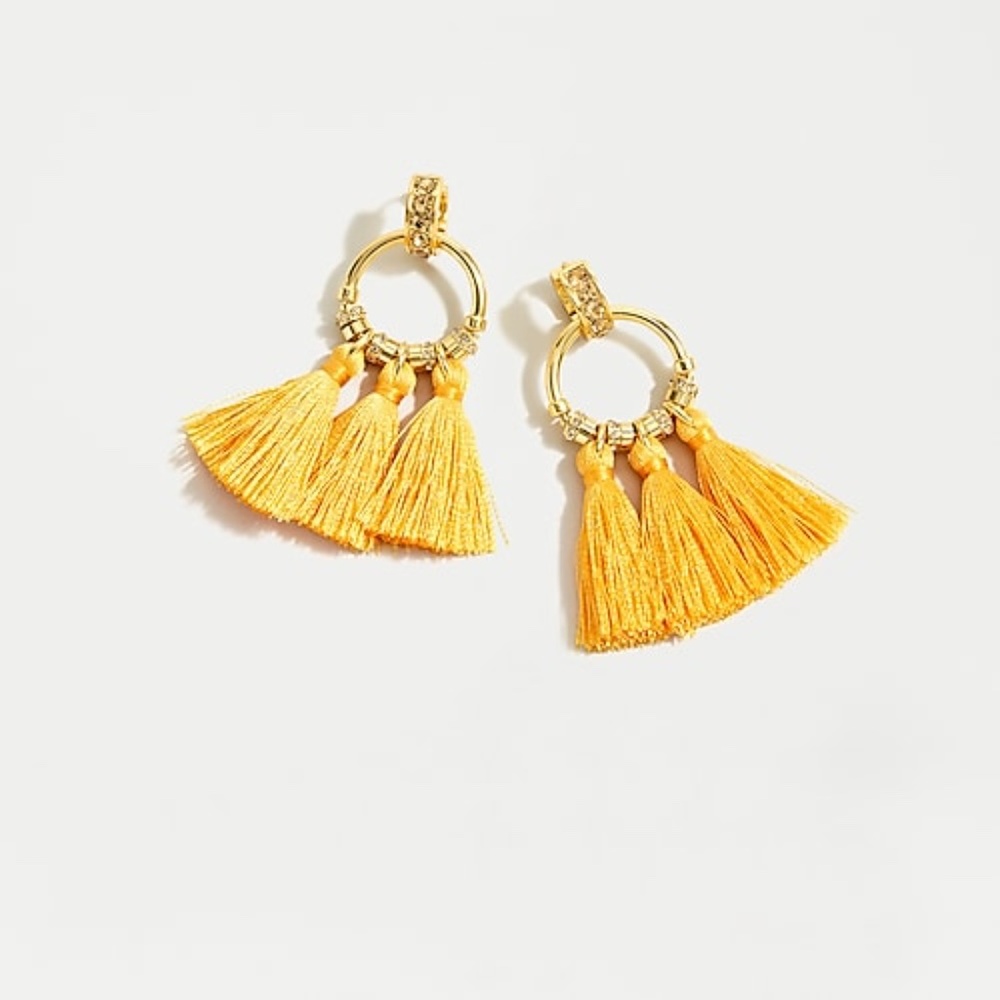 J Crew Pavé Tassel Earrings